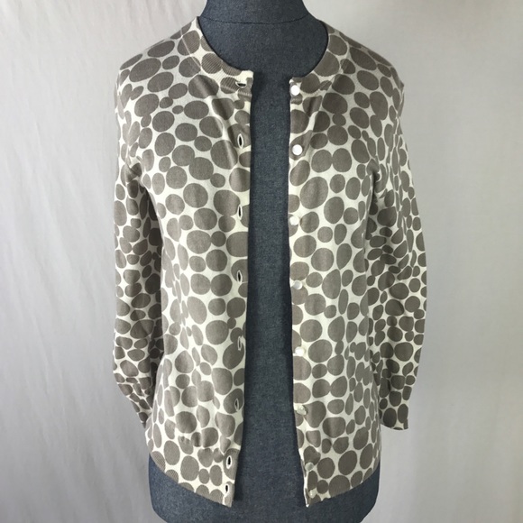 J. Crew Grey & White Polkadot Cardigan Small - Picture 2 of 8